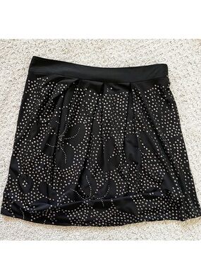 Sheri Bodell Black Mini Skirt Size M Studded Biker Moto Stretch Metal Festival